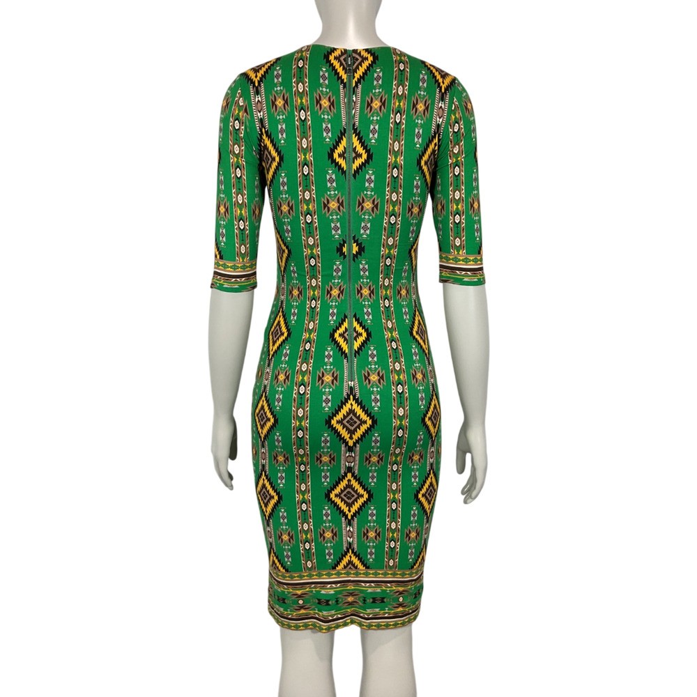 Olivia Ikat Dark Emerald Multi Delora Sheath Dress Size 2 - Picture 3 of 6